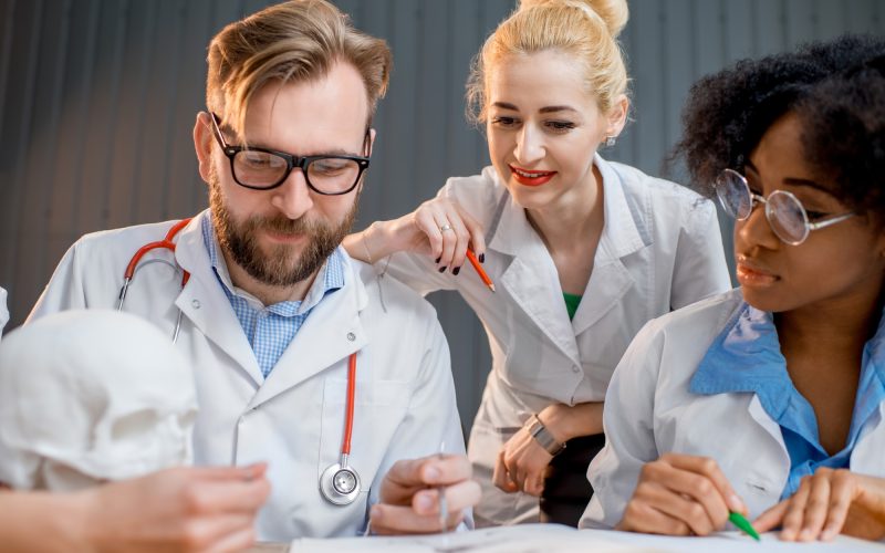 Group of medical students in the classroom